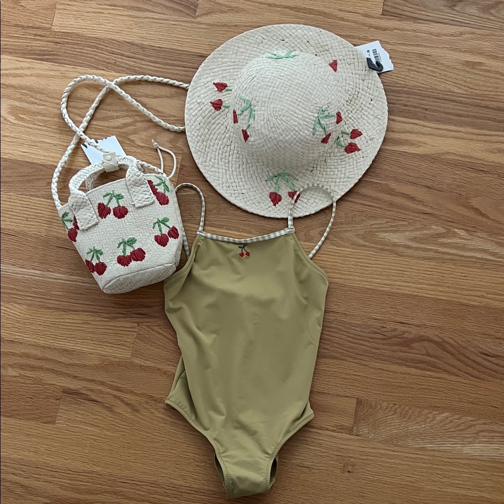 Girls Cherry Print Swim Set
